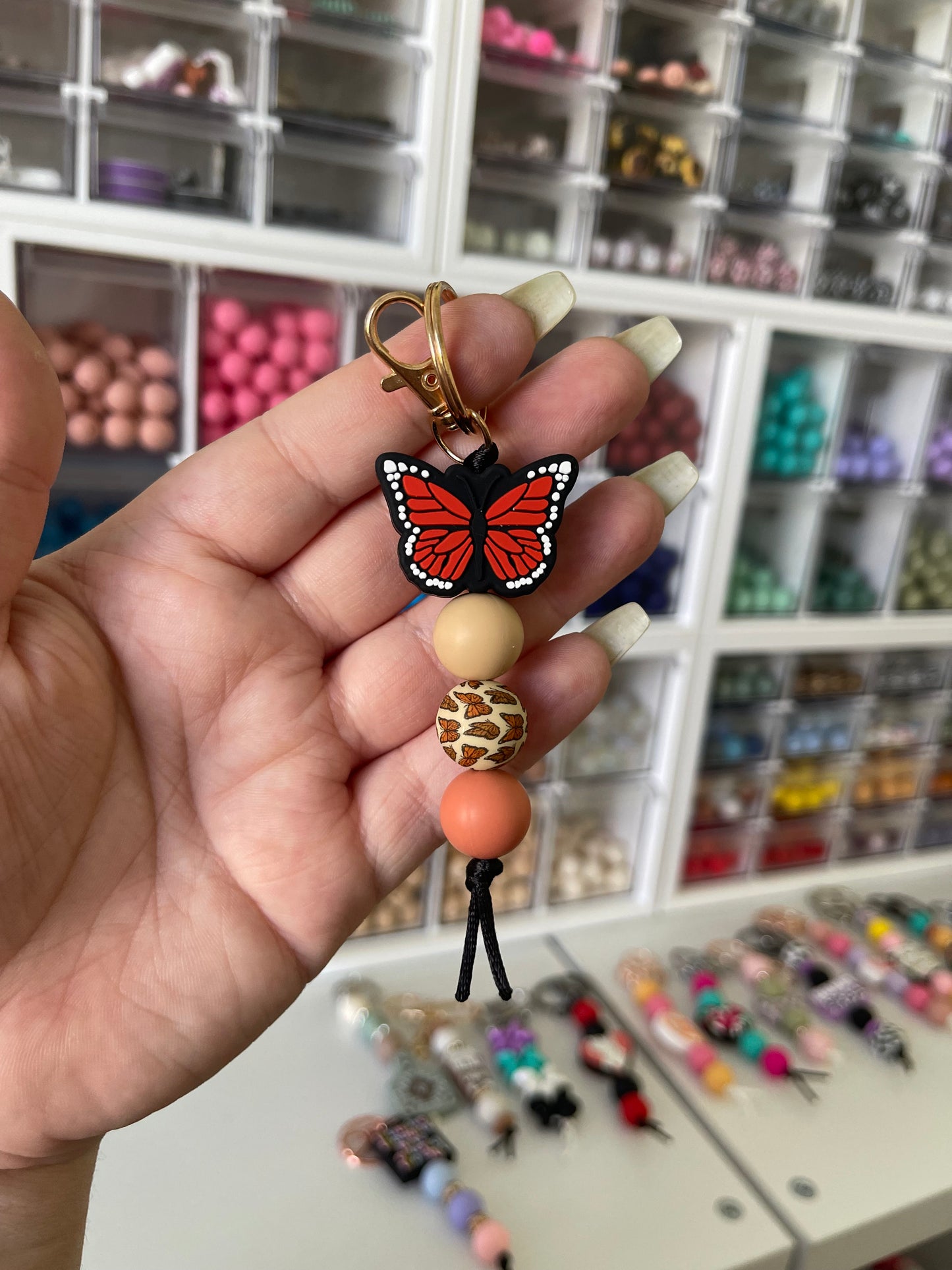Amber Butterfly Keychain